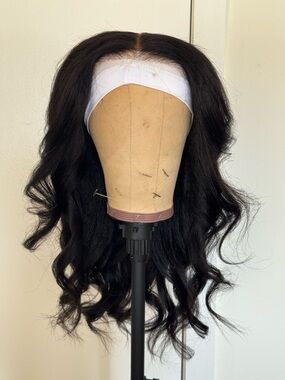 Unice Real Scalp Kinky Straight Human Hair Wig - Natural Black